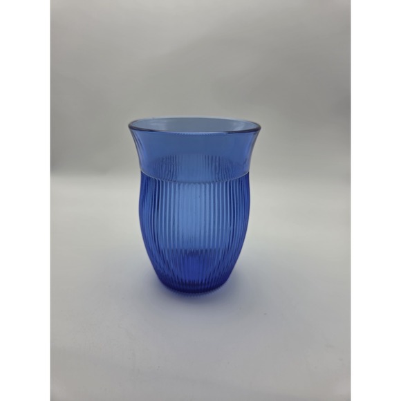 Hazel-Atlas Other - Hazel Atlas Cobalt Blue Fine Rib Depression 5" Tumbler Drinking Glass